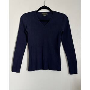 Navy Blue Eddie Bauer Ribbed Pima Cotton Long Sleeve Shirt S